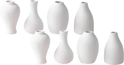 Imagen del producto de Jarrones para pintar, 2 sets de cerámica para pintar, 9,3 cm, 4 jarrones de cerámica blancos sin pintar, con pinturas y pinceles, kit de manualidades para decoración del hogar y regalos para fiestas
