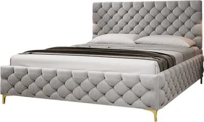 Produktbild von FURMEB24 - FIANO 160 x 200 cm - Boxspringbett mit Bettkasten - Polsterbett mit Holzrahmen - Doppelbett mit h¶her Kopsttze - Grau