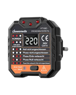 Produktbild von DEWENWILS Strommessgeräte mit RCD-Prüfung, Steckdosentester, FI Test, 48-250V