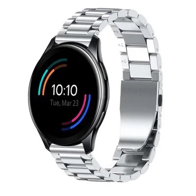 Produktbild von Strap it - Stahlarmband - Kompatibel mit OnePlus Watch Armband - Gliederarmband - Faltschließe - Ersatzarmband Hochwertiger Edelstahl - für Armband Silber
