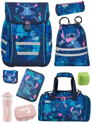 Produktbild von McNeill Ranzen-Set 9-teilig DISNEY STITCH Schulranzen Set mit Sporttasche, Brotdose und Trinkflasche