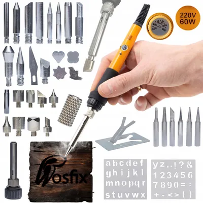 Produktbild von Rosfix 8-in-1 Präzisionslötkolben mit Potentiometer Rosfix Orange Pitbull OP60W Elektrische S-Serie + 30 Holzbrennelemente