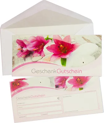 Produktbild von Gutscheine Wellness & Kosmetik (100 Stück mit Umschläge) einfach Werte eintragen und stempeln, für Massage & Beauty