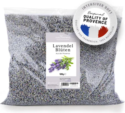 Produktbild von naturetrend Lavendelblüten getrocknet 500g - Französischer Lavendel aus der Provence I Neuste Ernte I Duftintensiv & bläulich - für Duftkissen, Potpourri Duft, Lavendelsäckchen, Seifen, Duftsäckchen