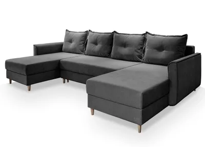 Produktbild von Masseno Ecksofa VERNI mit Schlaffunktion U-Form, Sofa mit Bettkasten, Wohnzimmersofa, Couch, Soffa, Bettsofa, Couchgarnitur- Grau, PAROS 06