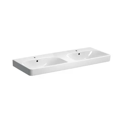 Produktbild von GE Smyle Square Doppelwaschtisch 120x48cm, m. Hl., m.Ül., weiß