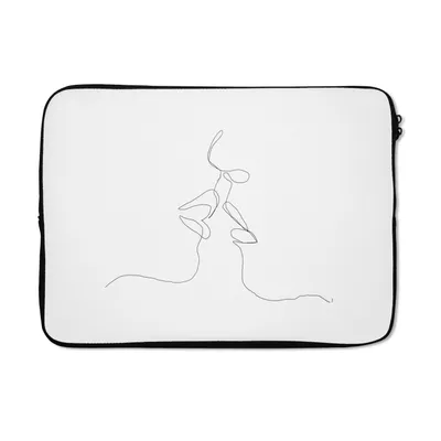 Produktbild von MuchoWow® Laptop Hülle 13 Zoll Ehepaar - Lippen - Strichzeichnung Laptoptasche - Laptophülle - Sleeve - Rundumschutz