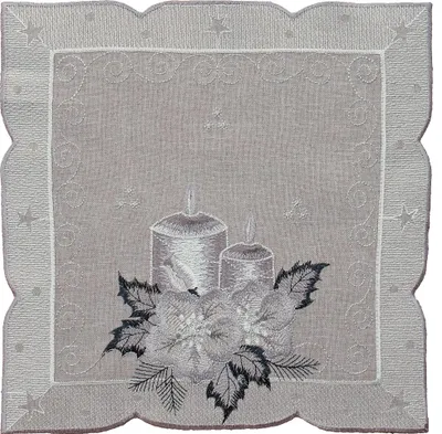 Produktbild von Tischdeckchen OLIVIA Kerzen Weihnachten grau Polyester 30 x 30 cm