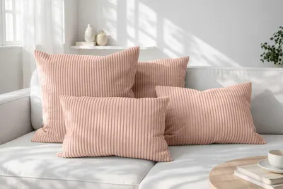Produktbild von Amilian Dekokissen 4er Set mit Füllung, Cord-Optik, 40x40 & 35x45 cm - Elfenlicht