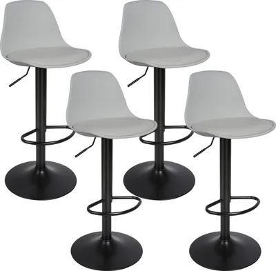 Produktbild von 4er Set Barhocker mit Lehne Barstuhl Kunstleder Höhenverstellbar hellgrau