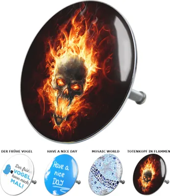 Produktbild von SANILO® Badewannenstöpsel, Totenkopf in Flammen