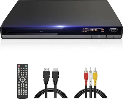 Produktbild von (Schwarz) DVD-168 Kompakter HD DVD-Player für TV mit HDMI-AV-Ausgang und Kabel, 1080P DVD-CD-Player mit USB-Eingang, Regionenfrei, Fehlerkorrektur, Integriertes PAL/NTSC-System