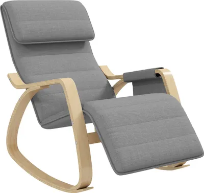 Image de HOMCOM Fauteuil à bascule fauteuil allaitement relax salon avec repose-pieds réglable, poche latérale et appui-tête, rocking chair pour chambre, 67 x 110 x 91 cm gris
