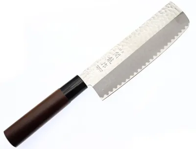 Nakiri-Messer 165 mm, gehämmert, Holzgriff, symmetrisch