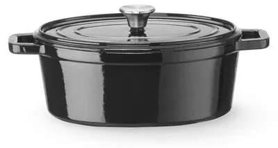 Produktbild von Emaillierter Gusseisentopf, HENDI, 4,4L, Schwarz, 365x290x(H)115mm