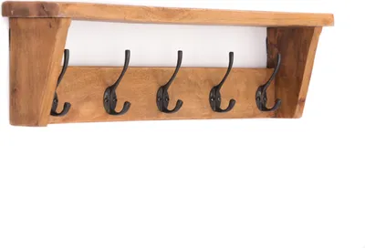 Produktbild von WANDGARDEROBE "GERDA" | Mahagoni Holz, 5 Haken | Kleiderhaken