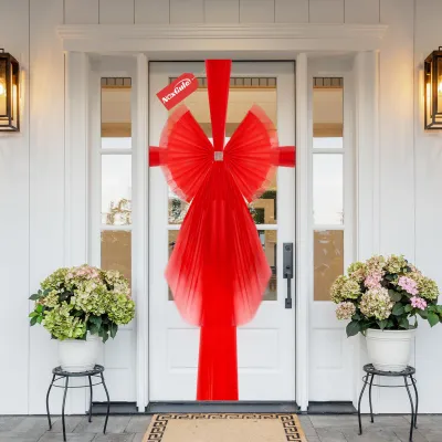 Große rote Organza-Schleife, 60 x 80 cm, mit Band, für Weihnachten & Feste
