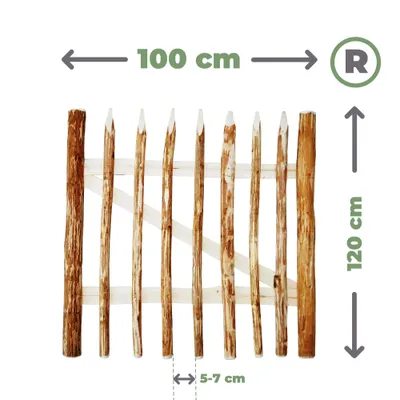 Produktbild von BOGATECO Zauntor Haselnuss Breite 100cm Hähe 120 cm | Gartentor | mit Scharniere inkl. Zubehär | T_räffnung nach rechts
