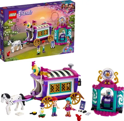 Produktbild von LEGO 41688 Friends Magischer Wohnwagen, Wohnwagen-Spielzeug mit Mini Puppen und Pferd, Freizeitpark