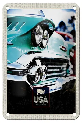 Produktbild von Blechschild Reise 12x18cm Amerika Oldtimer Amerika grün Dekoration