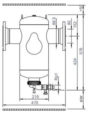 Produktbild von EDER SPIROTECH Schlammabscheider, BE080FM, SpiroTrap Magnet, DN80, Flansch PN16, 10bar, 110°C, 1 Stk.
