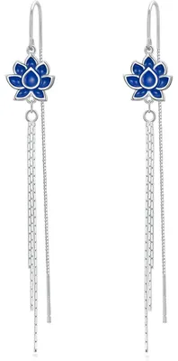 Produktbild von Fädler Ohrringe Sterling Silber 925 Quaste Kette Tropfen Lotus 8,3 cm