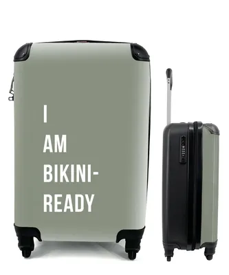 Produktbild von MuchoWow® Koffer Handgepäck Trolley Rollkoffer Kleine Reisekoffer mit 4 Rollen - Zitat - Grün - Ich bin bereit für den Bikini - Cabin Size < 55x40x23 cm & 55x40x20 cm - Fotokoffer - Kabinenkoffer - Boardgepäck - Reise-Box - Reisekoffer - Reisegepäck - Koffer mit Bild - Trolley für Kinder