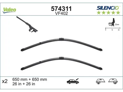 Immagine prodotto di VF402 650 + 650 mm Tergicristallo a lama piatta Valeo Silencio