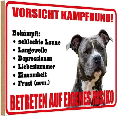 Produktbild von vianmo Holzschild 20x30 cm Hund Vorsicht Kampfhund Risiko Tier Haustier