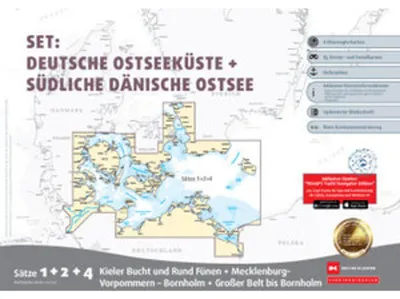 Immagine prodotto di Carte nautiche da diporto Set 1, 2 e 4: Costa tedesca del Mar Baltico e Mar Baltico danese meridionale (Edizione 2025)