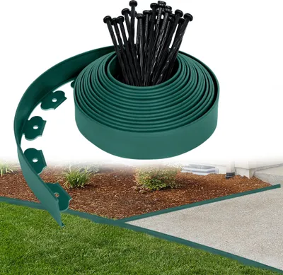 Produktbild von LARS360 50m Flexible Rasenkante Kunstof Lawn Edging mit Erdanker Beeteinfassung Beetumrandung Mähkante für Garten Dekorativ- Grün