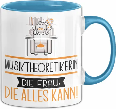 Produktbild von Musiktheoretikerin Geschenk Tasse Becher Die Frau Die Allen Kann Geschenkidee für eine Musiktheoretikerin Lustig (Blau)