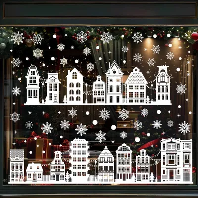 Produktbild von Fensterbilder für Weihnachten, 9 Blätter, selbstklebende Winterdekoration