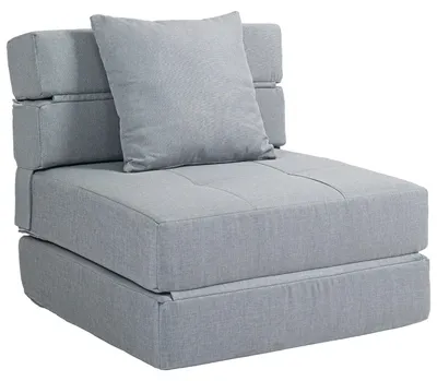 Obrázek produktu pro Relaxační křeslo - Lehátko - Pohodlné křeslo - Křeslo s možností ležení - Světlě šedá barva - Součástí je polštář