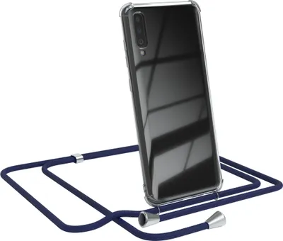 Produktbild von EAZY CASE Handykette kompatibel mit Samsung Galaxy A70, Handyhülle mit Umhängeband, Handykordel, Schutzhülle Clear, Band in Blau