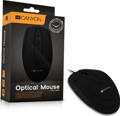 Produktbild von Canyon CNE-CMS1, Beidhändig, Optisch, USB Typ-A, 800 DPI, Schwarz
