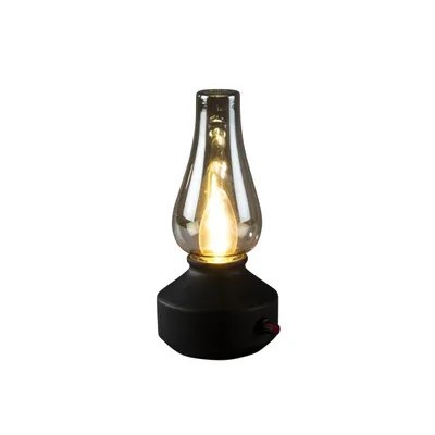 Obrázek produktu pro Stolní lampa na baterie, černá s kouřovým sklem, 24,5 cm