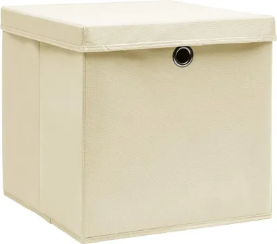 Obrázek produktu pro vidaXL Úložné boxy s víkem 10 ks 28x28x28 cm krémová