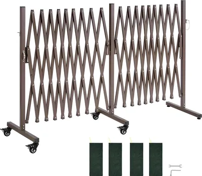 Image de VEVOR Barrière extensible Barrière double avec roulettes verrouillables Barrière extensible Max. 6 m Réglable, barrière de protection mobile pour effet dissuasif, barricade métallique pour usage extérieur et industriel