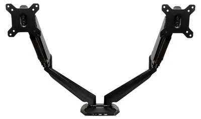 Produktbild von StarTech.com Startech Dual Monitor Halterung mit eingebautem 2 Port USB und Audio Passthrough - Befestigungskit - einstellbarer Arm - für LCD-Display - Aluminium - Schwarz - Bildschirmgröße: 76.2 cm (12"-32")