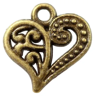 Produktbild von 20 Charm Anhänger Herz floral 13 x 14 mm Kettenanhänger Geschenkanhänger bronze, Farbe:antik bronze