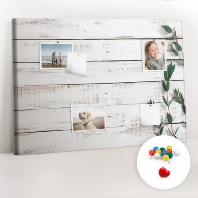 Imagen del producto de Tablero de corcho con chinchetas - Tablero con chinchetas para fotografías y notas - 100x70 cm - 100 chinchetas de colores - Paneles de colores