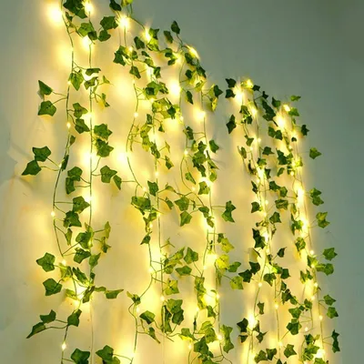 LED-Solar-Efeulichterkette 10 m, 100 warmweiße LEDs