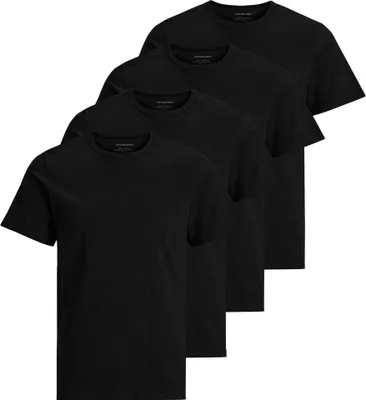 Produktbild von JACK&JONES Herren T-Shirt, 4er Pack - JACBASIC CREW NECK TEE, Kurzarm, einfarbig, Baumwolle Schwarz L