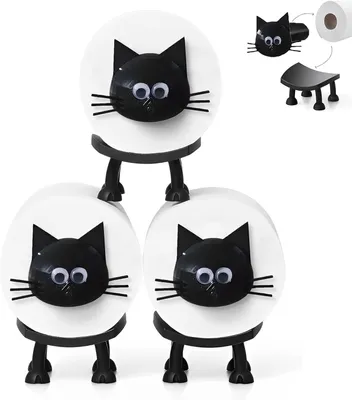 Produktbild von Toilettenpapierhalter, 3er-Set, Katzenform, freistehend, für Badezimmer