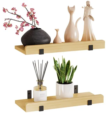Immagine prodotto di Set di 2 mensole in legno da 40 cm per foto e decorazioni
