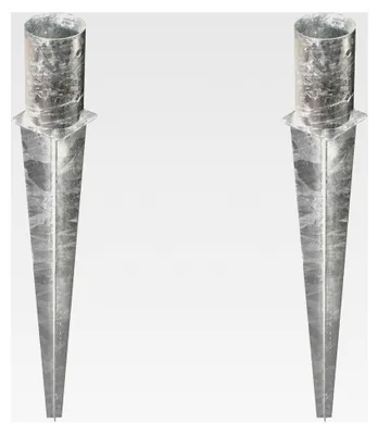 Produktbild von 2er Set Einschlag-Bodenhülse für Rundholzpfosten, feuerverzinkt, Ø121 mm, Gesamtlänge 750 mm
