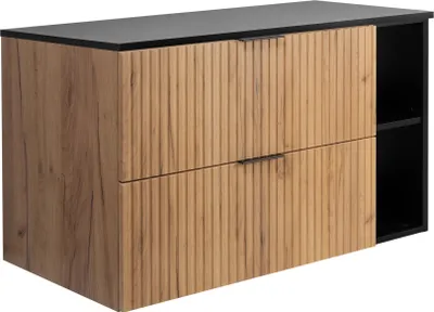 Obrázok produktu pre Kúpeľňová skrinka, dub craft / čierna + čierna úchytka, 100 x 57 x 46 cm