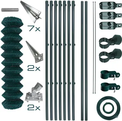 Produktbild von Maschendrahtzaun Komplettset 1,0 x 15 m Zaunset Gartenzaun Einschlaghülsen Zaun