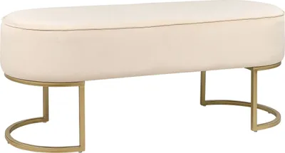 Produktbild von BELIANI Bettbank Hellbeige aus Samtstoff Goldenes Gestell 104 cm Glamourös Edel Elegant Sitzbank für Schlafzimmer